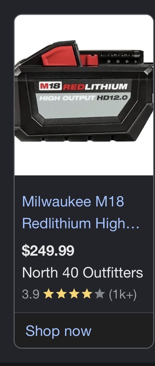 4 Milwaukee M18 REDLITHIUM High Output HD12.0 Ah Batteries (48-11-1812)