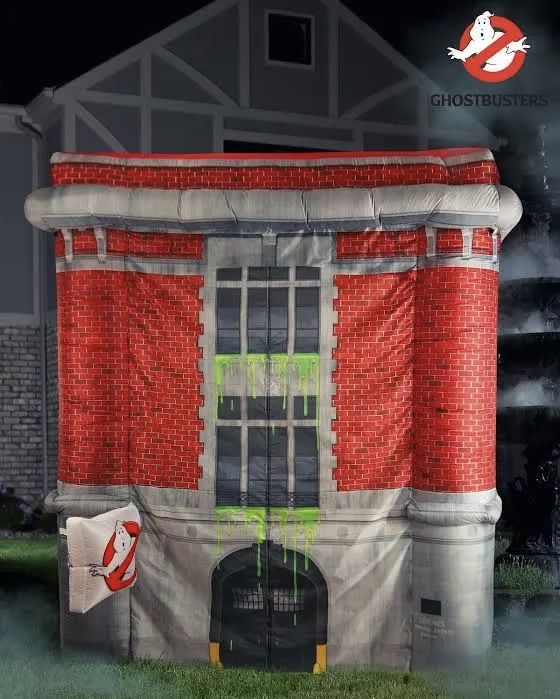 Halloween 9’ Ghostbusters Collectible Firehouse Haunted House Archway Inflatable Gravestone Cemetery Home Decor Decoration Prop