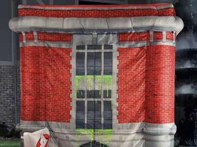 Halloween 9’ Ghostbusters Collectible Firehouse Haunted House Archway Inflatable Gravestone Cemetery Home Decor Decoration Prop
