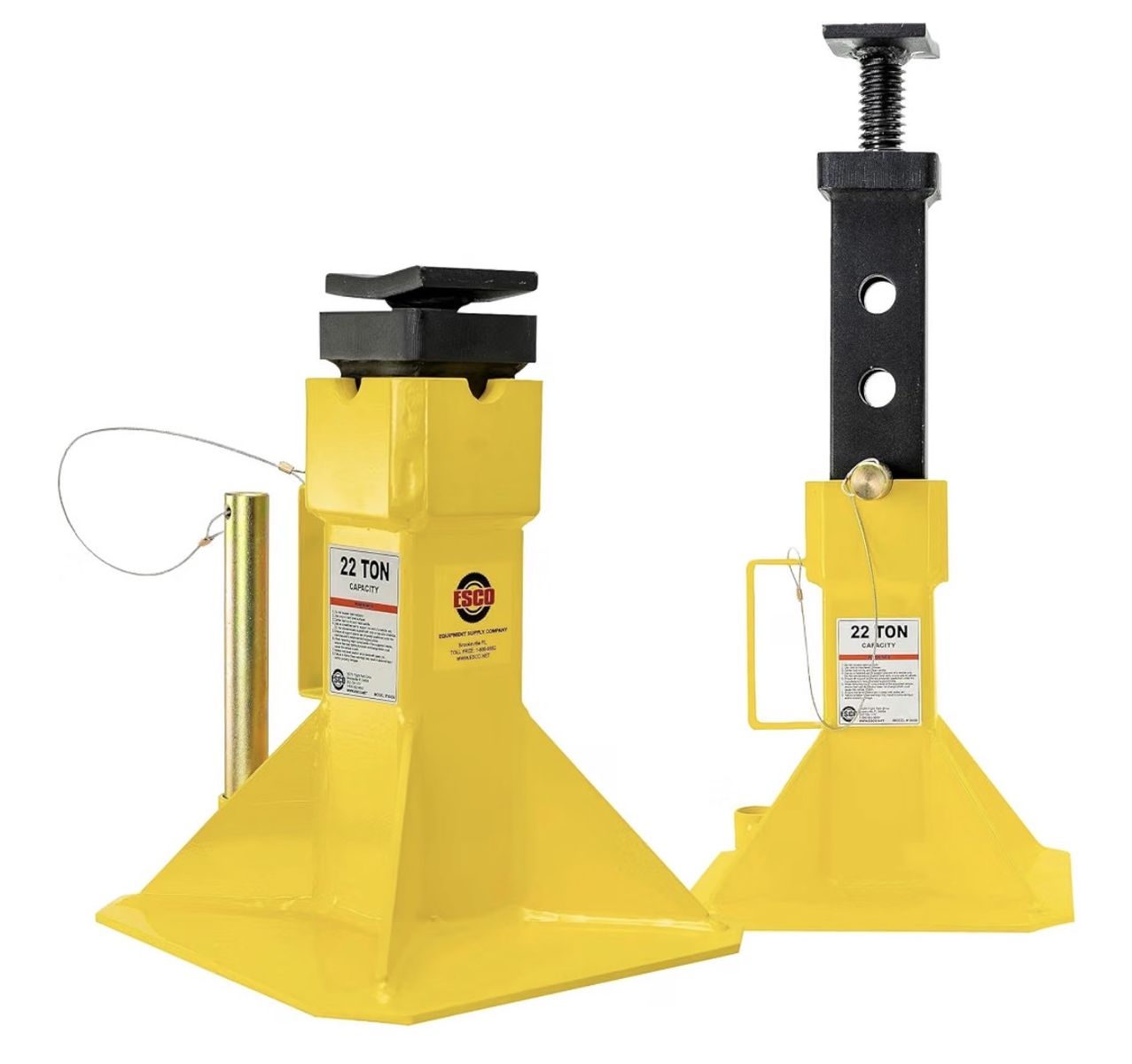 NEW ESCO 22 Ton Heavy Duty Jack Support Stands with Threaded Adjustable Post, 1 Pair