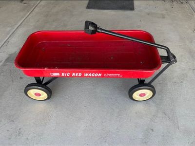 Dinosaur Toy Box & Classic Red Wagon Bundle