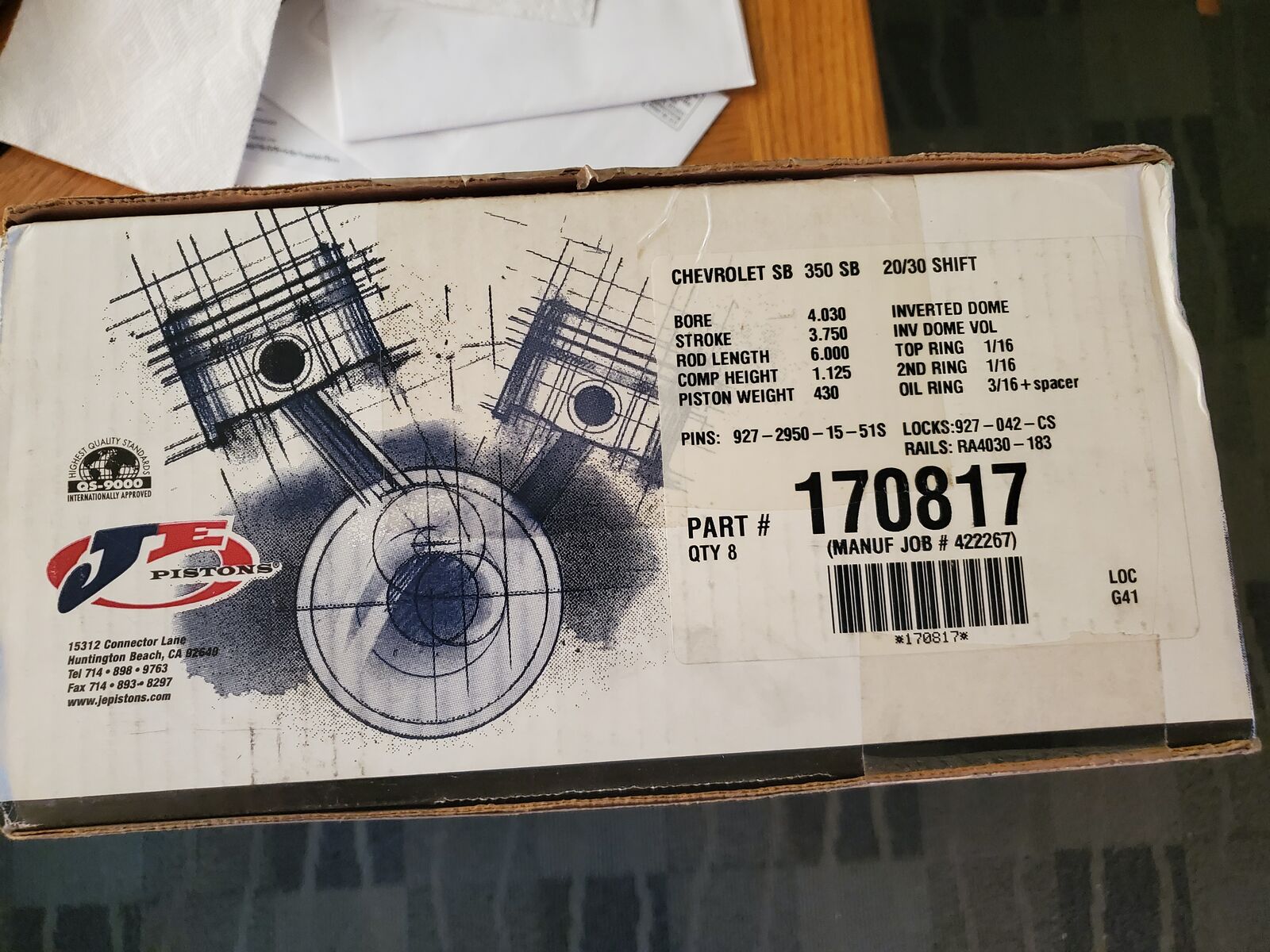 JE Small Block 383 blower pistons