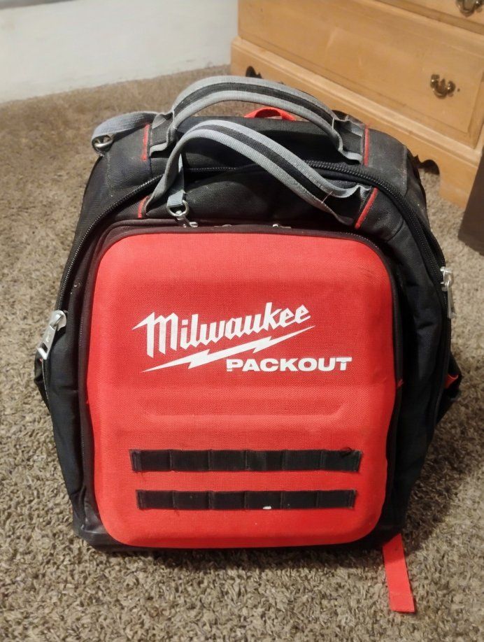 Milwaukee PACKOUT Tool Backpack Red Black Used