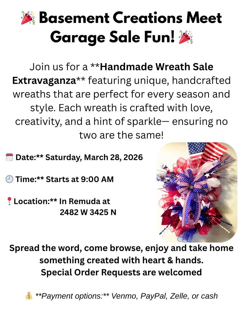 Handmade Wreath Extravaganza Event Saturday March 28, 2026