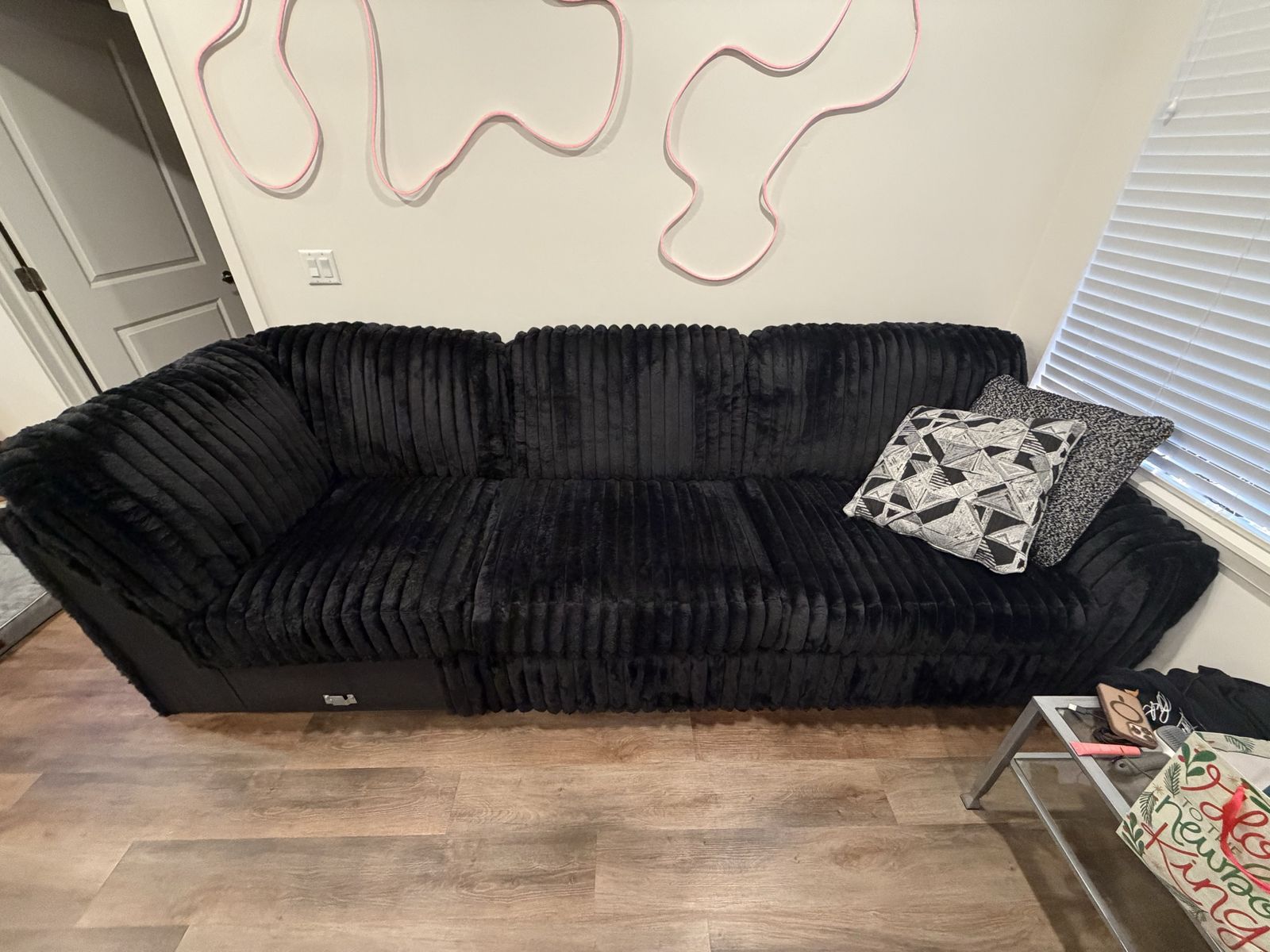Ashley Home Furniture 10’x10’ Black Corduroy Sectional