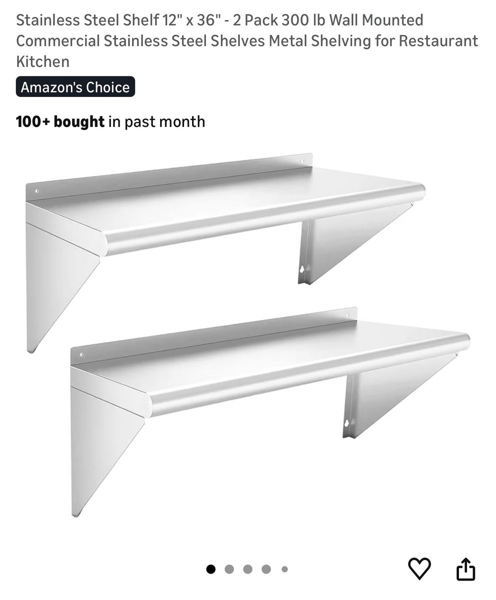 Chingoo 2 Pack Stainless Steel 12 X 36 Shelf