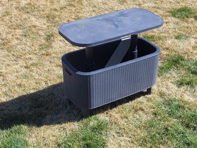 Outdoor cooler and table