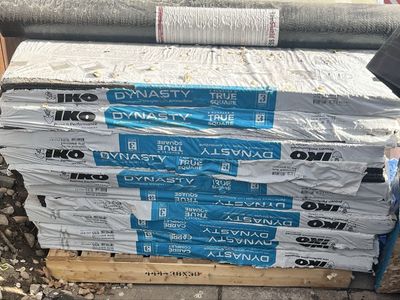 IKO Dynasty Roofing Shingles Lot with Underlayment & TopShield Plastic Cap Roofing Nails