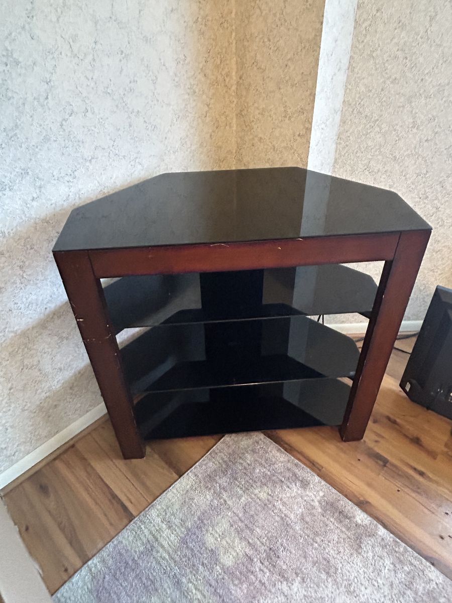 Croner TV Stand with 4 Black Glass Shelves