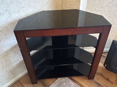 Croner TV Stand with 4 Black Glass Shelves