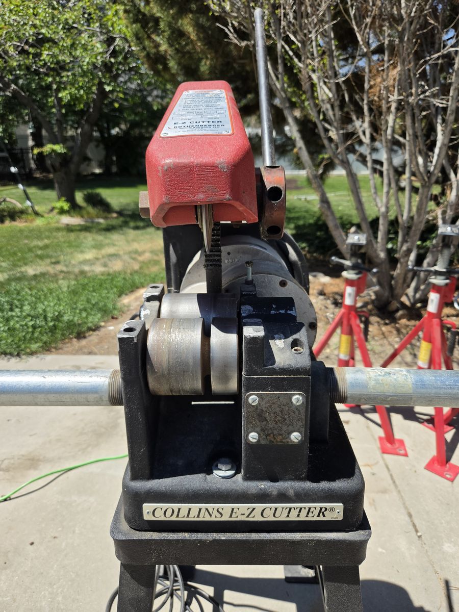 COLLINS E-Z CUTTER - Rothenberger Pipe Cutter with Stand, Foot Switch, and Stands.