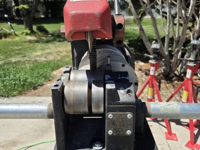 COLLINS E-Z CUTTER - Rothenberger Pipe Cutter with Stand, Foot Switch, and Stands.