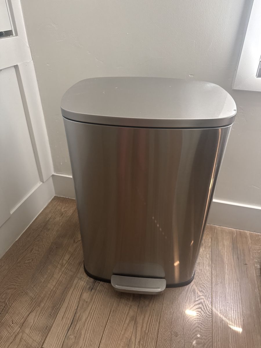 Stainless Steel Step Trash Can - Hands-Free Kitchen/Office Waste Bin, Foot Pedal Operation