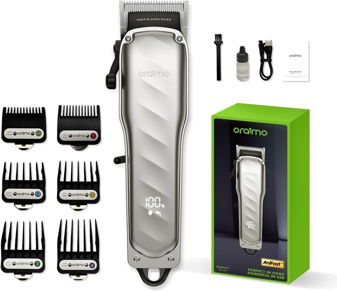 NEW Oraimo ProCut Hair Clippers for Men, 7000RPM High-Torque, Cordless Self-Sharpening Trimmer with 240Mins Runtime, LED Display