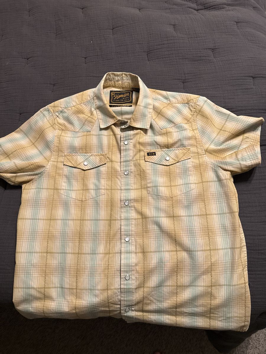Howler Brothers H-Bar-B Snapshirt Plaid Short Sleeve Shirt Medium