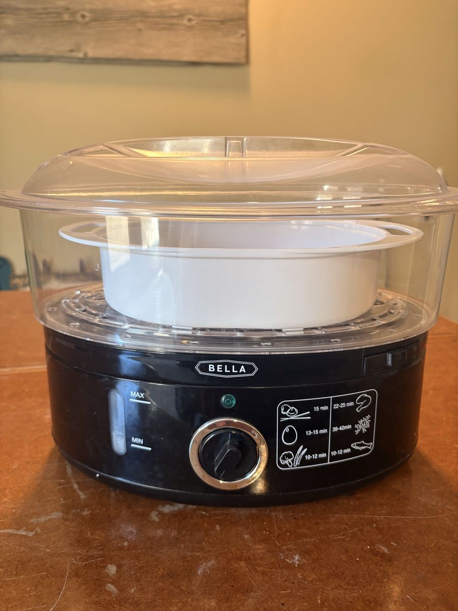 Bella 2-Tier Food Steamer - Electric, Black, for Vegetables, Seafood, & Eggs