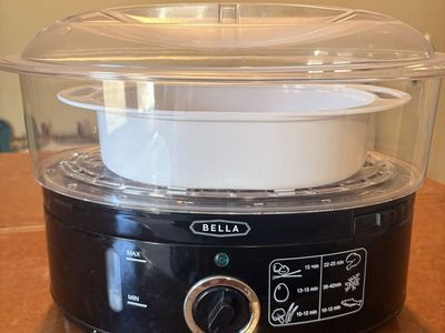 Bella 2-Tier Food Steamer - Electric, Black, for Vegetables, Seafood, & Eggs