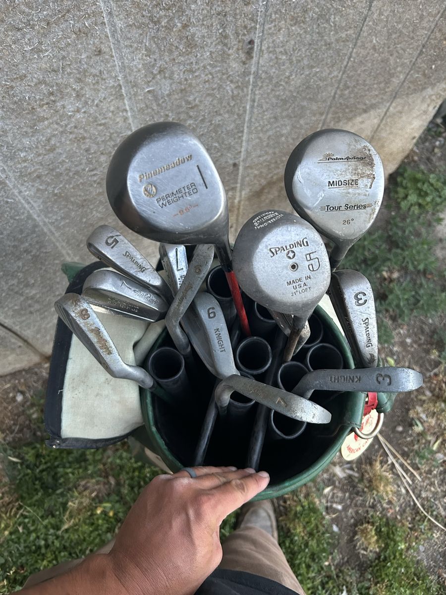 golf clubs and bag