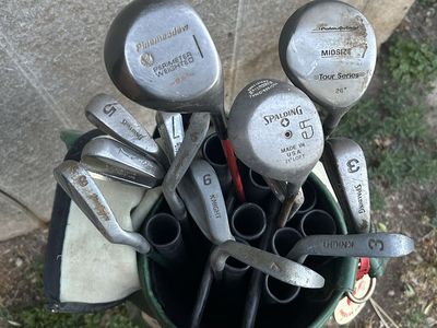 golf clubs and bag