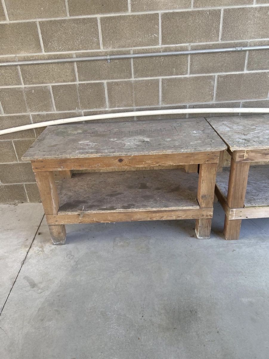 Rustic Wooden Work Bench - Sturdy & Versatile Shop Table with Storage Shelf
