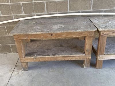 Rustic Wooden Work Bench - Sturdy & Versatile Shop Table with Storage Shelf