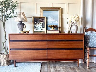 *FREE DELIVERY* Vintage MCM Walnut Low Dresser