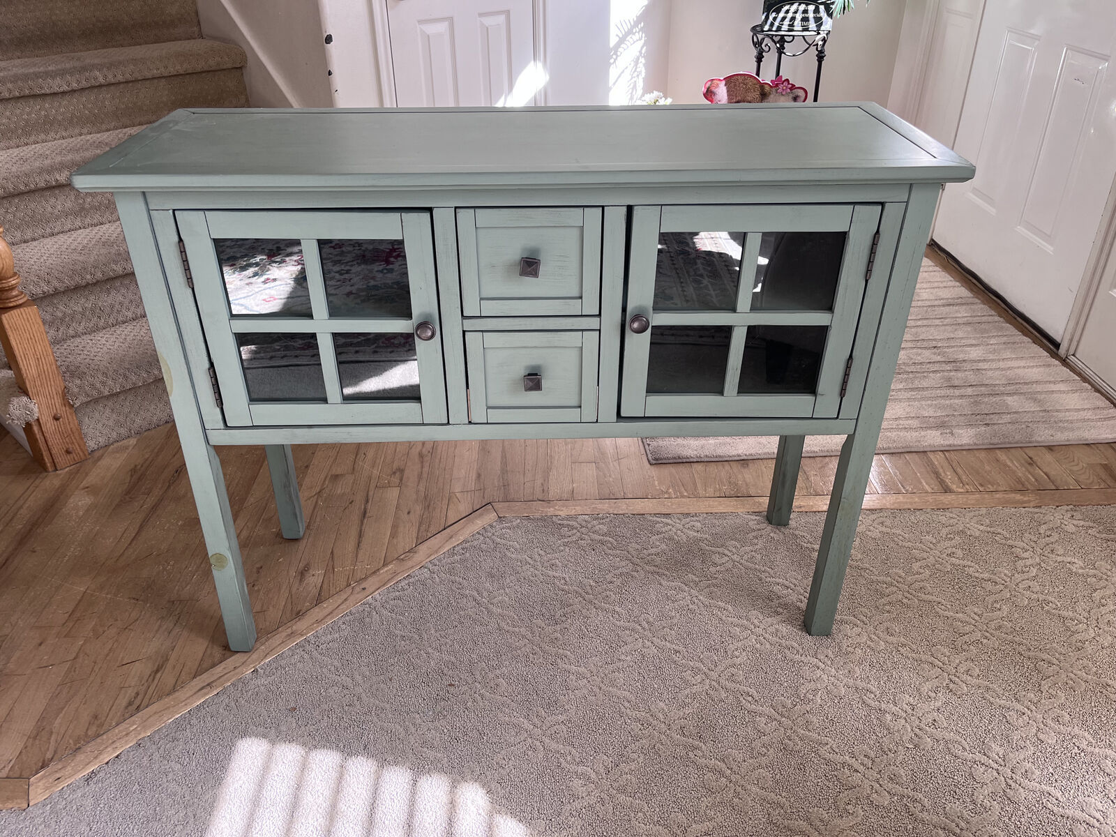 Like New Cradenza - Seafoam Green (Teal) - Solid Wood - Antiqued