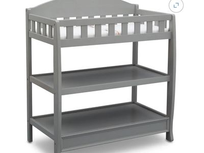 Delta Children Wooden Baby Changing Table with Changing Pad - Grey