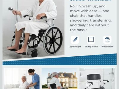 HygiVital Self-Propelled Shower Wheelchair, Commode