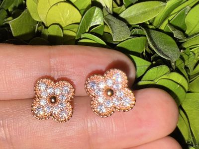 Sweet Alhambra Van Cleef&Arpels Style 18k Gold 925 Silver Vermeil Earrings