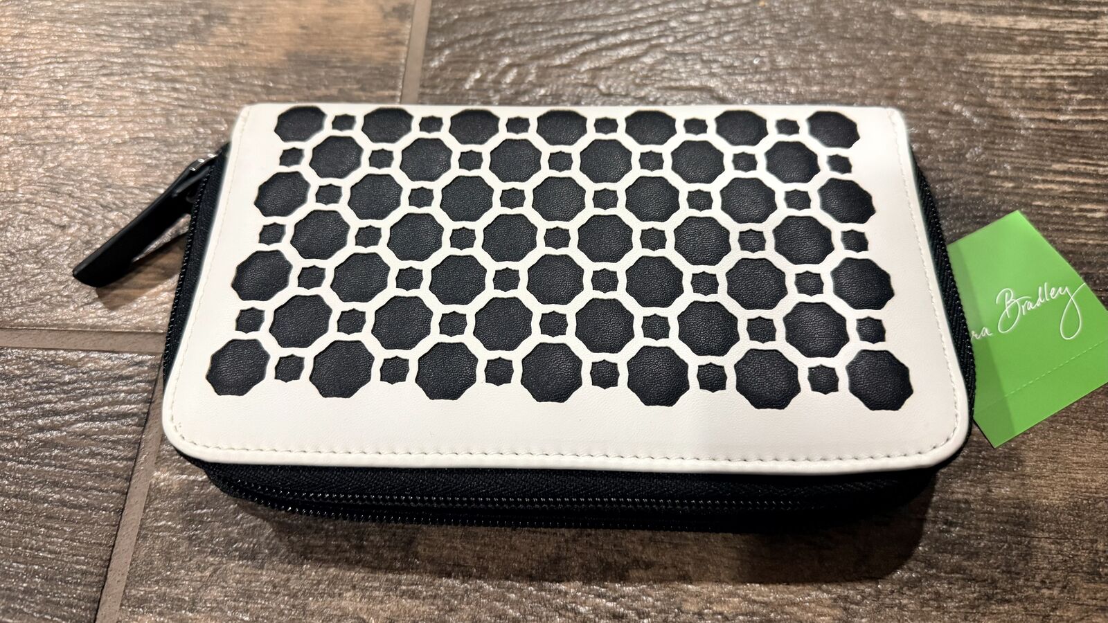 Brand New Vera Bradley Laser-Cut Accordion Wallet in the Midnight Geometric pattern