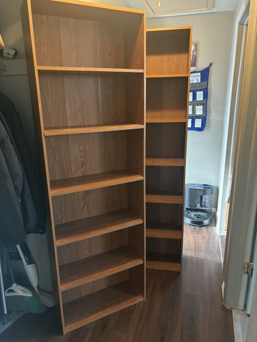 Pair of Wood Grain Bookcases
