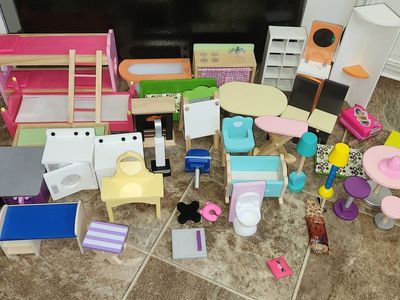 Huge lot of KidKraft So Chic Wooden barbie doll house furniture