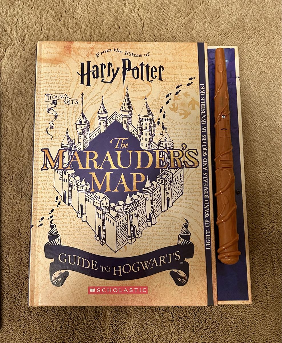 Scholastic Harry Potter Marauder's Map Guide to Hogwarts Book & Light-Up Wand Set