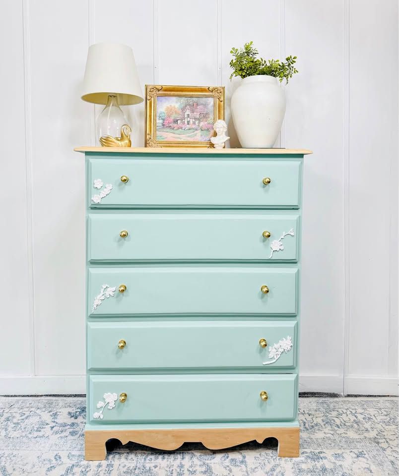 Modern Boho Chic 5 Drawer Dresser | Boho 5 Drawer Chest | Modern Dresser