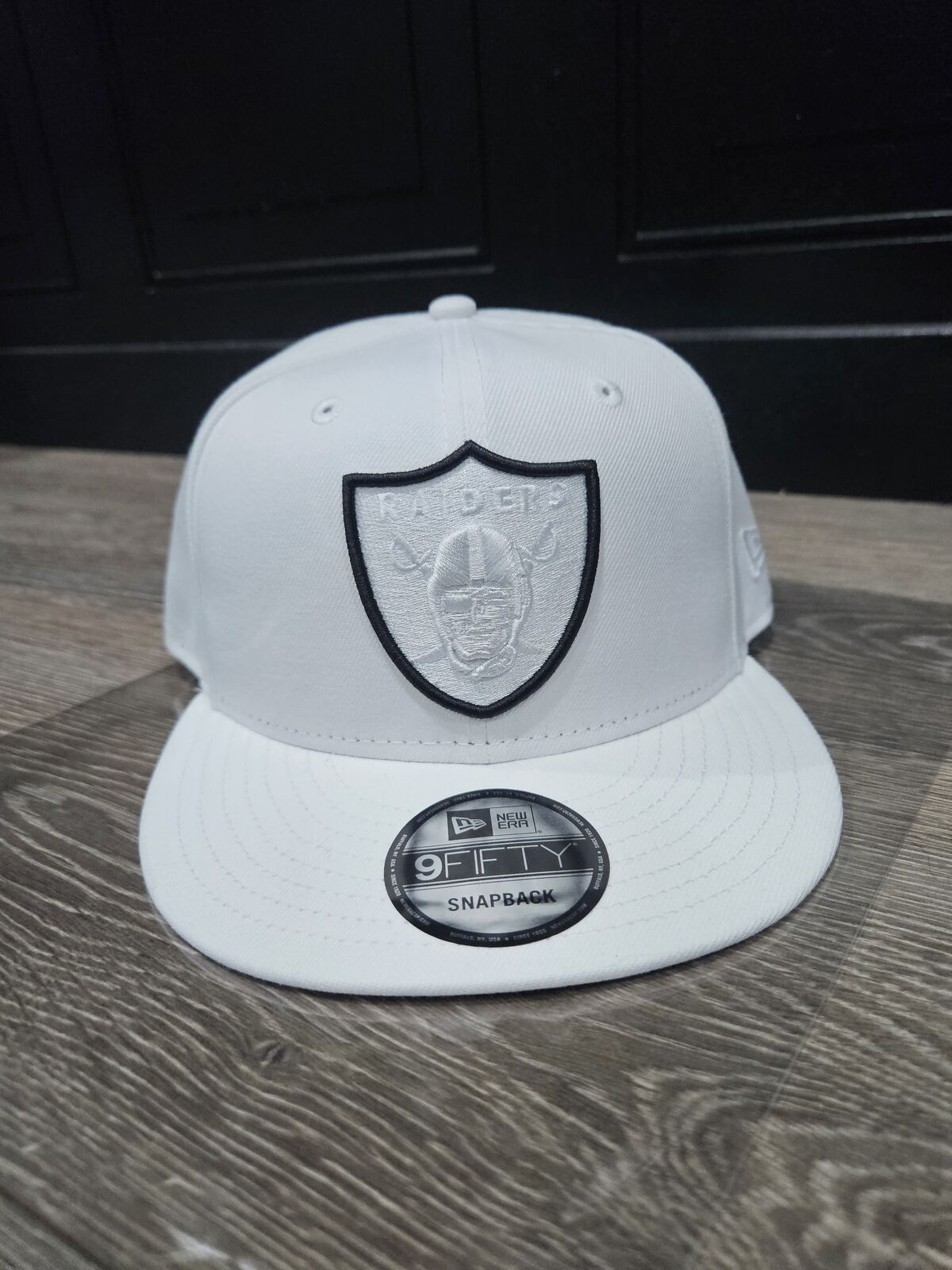 New Era Las Vegas Raiders SnapBack Hat 9Fifty  White With Black Accents