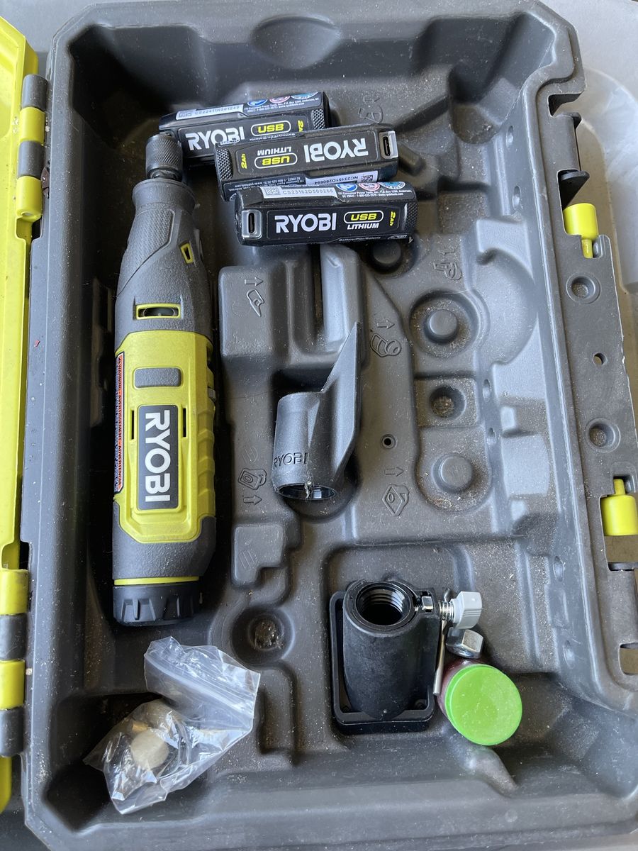 RYOBI FCR0600 Cordless Rotary Tool Kit with 3 Batteries & Accessories, USB Lithium $30