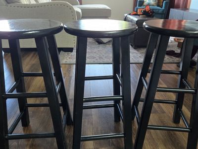 Set of 3 Wood Bar Stools