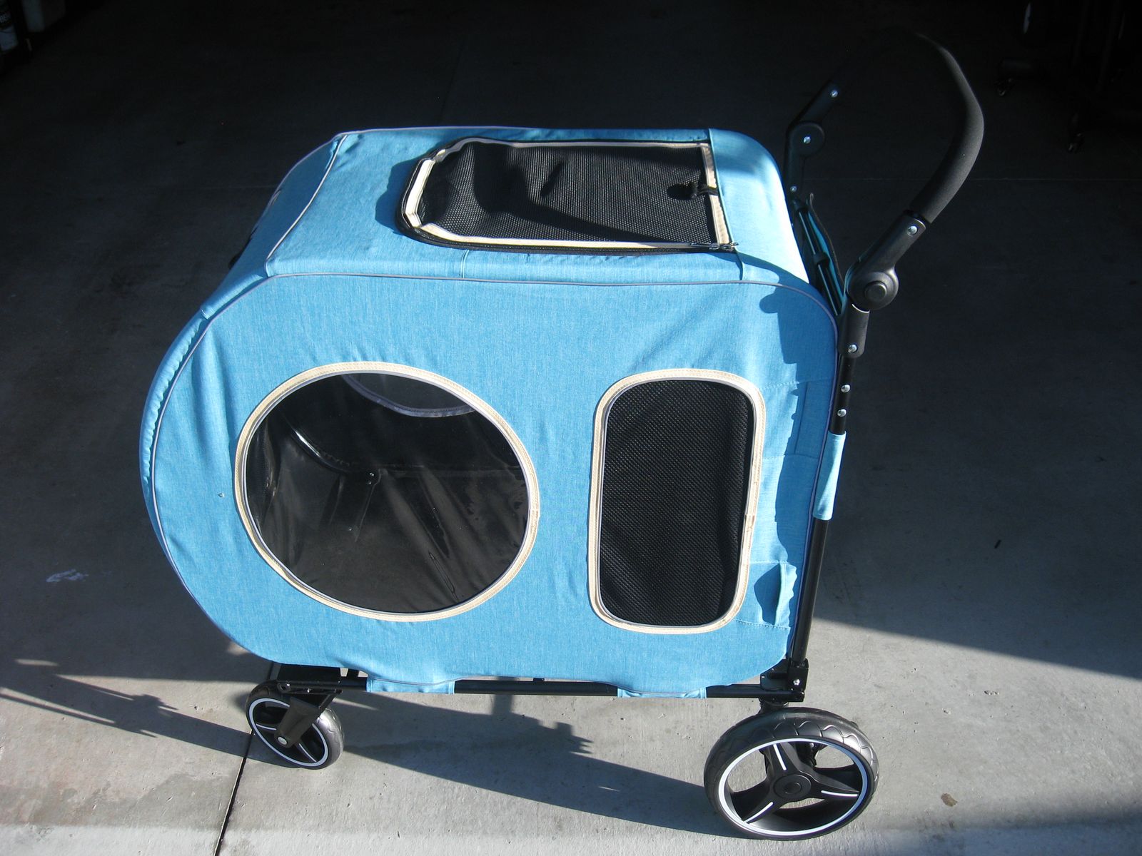 NEW! Aqua Blue Fold-Up Travel Dog Cat 4- Wheel Pet Stroller