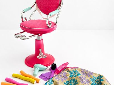 Our Generation Pink Heart Salon Chair & Accessories for 18" American girl dolls