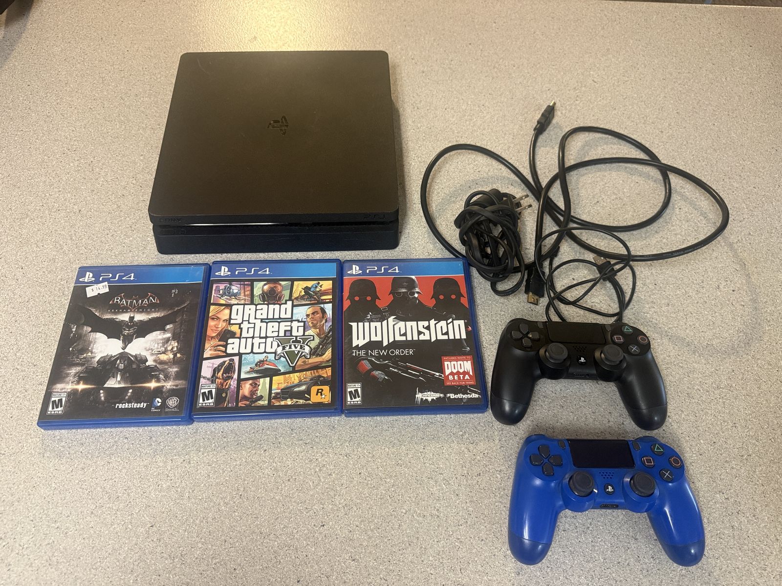 Sony PlayStation 4 PS4 Slim 1TB Console 2 Controllesr + 3 Games Bundle 
