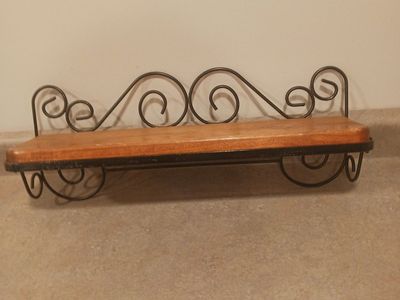 metal and wooden shelf