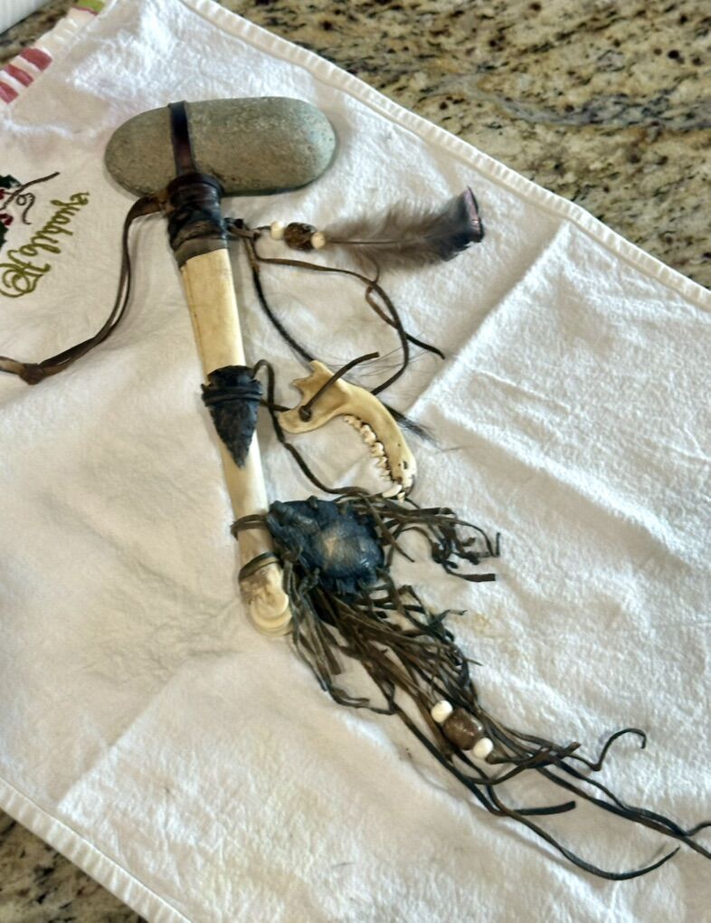 Native American Navajo Spirit Deer Bone Tomahawk