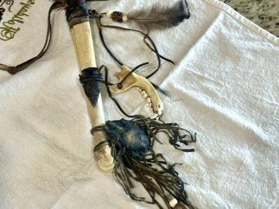 Native American Navajo Spirit Deer Bone Tomahawk