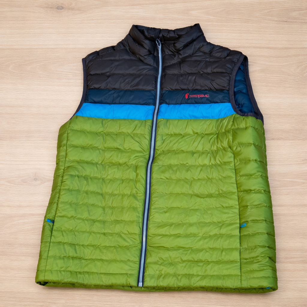 ***LIKE NEW Cotopaxi Fuego Down Vest Mens 2XL Iron/Cedar Stripes 800 Fill Puffer***