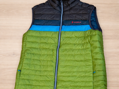 ***LIKE NEW Cotopaxi Fuego Down Vest Mens 2XL Iron/Cedar Stripes 800 Fill Puffer***