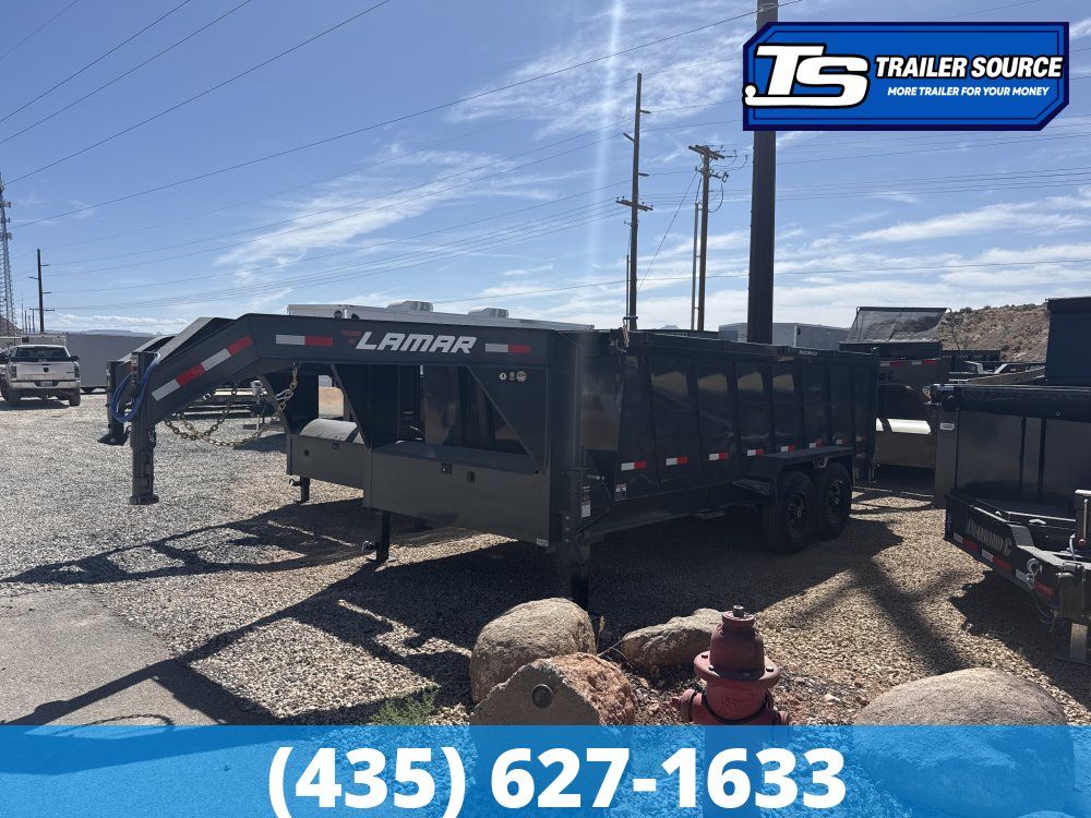 7x16 Lamar DT Gooseneck Dump Trailer - 48" Sides - 14K GVWR - Telescopic