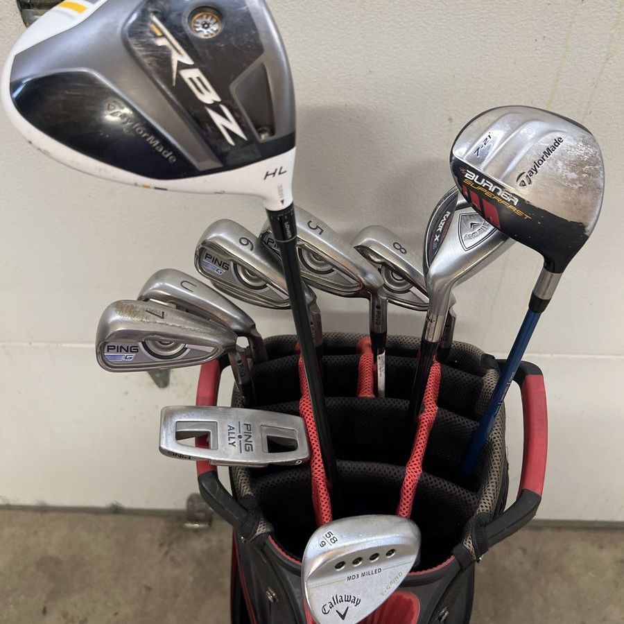 Complete Golf Set: TaylorMade RBZ/Burner, Ping Irons/Putter, Callaway Wedge with Bag