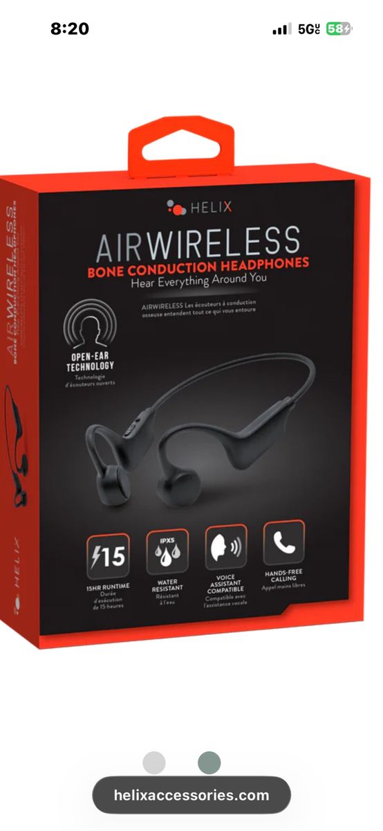 **Helix AirWireless Air Conduction Headphones new in box**