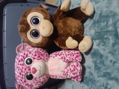 ty beanie boo large 15in leopard and monkey